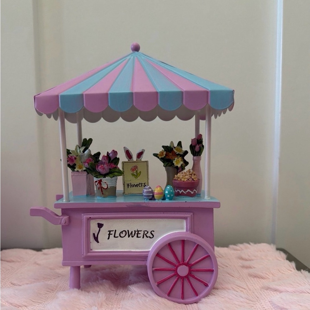 Pink and Blue Easter Flower Cart!